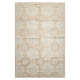 6' x 9'4" Ivory Hand Knotted Transitional Wool and Silk Medallion Oriental Area Rug